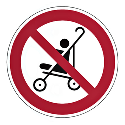 Verbotszeichen Kinderwagen auf Rolltreppen verboten