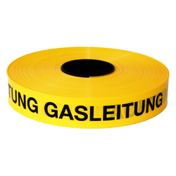 Trassenwarnband gelb Achtung Gasleitung 40 mm breit, Rolle á 250 m