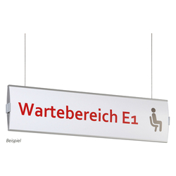 Deckenschild "Frankfurt" mit silber eloxiertem Aluminiumrahmen