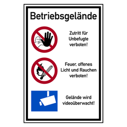 Hinweisschild Betriebsgelände "Zutritt verboten" Aluminium-Verbund 600 x 900 mm