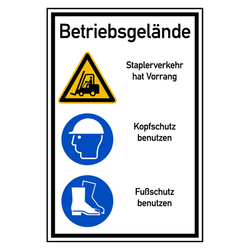 Hinweisschild Betriebsgelände "Staplerverkehr" Aluminium-Verbund 600 x 900 mm