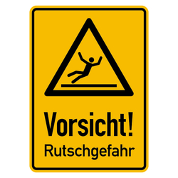 Hinweisschild "Vorsicht! Rutschgefahr" Aluminium geprägt 250 x 350 mm