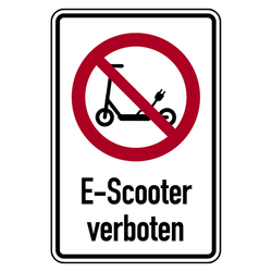 Verbotsschild E-Scooter verboten Kombischild Aluminium Verbundplatte 2 mm 200 x 300 mm Einzelschild