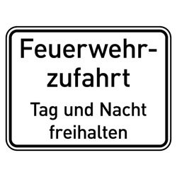 Feuerwehrzeichen Feuerwehrzufahrt Tag und Nacht freihalten Aluminium 2 mm 600 x 450 mm Einzelschild