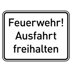 Feuerwehrzeichen Feuerwehr Ausfahrt freihalten Aluminium 2 mm 600 x 450 mm Einzelschild