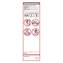 Grundplakette weiß "Sicherheitskennzeichnung und Gebrauchsanweisung für Rollhocker" nach DIN EN 14183