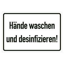 Hinweisschild "Hände waschen und desinfizieren" in verschiedenen Ausführungen