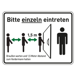 Hinweisschild "Bitte einzeln eintreten"