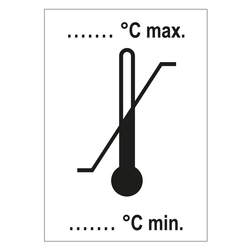 Verpackungskennzeichen Zulässiger Temperaturbereich, Weiß, in verschiedenen Größen