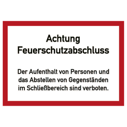 Feuerwehrzeichen Achtung Feuerschutzabschluss DIN 4066 Folie 200 x 140 mm Einzeletikett