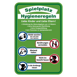 Hinweisschild Verhaltensregeln "Spielplatz Hygieneregeln", Aluminium, 400 x 600 mm