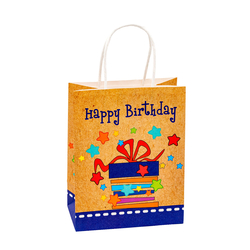 TSI 6er Pack Geschenktüte mittel Kraftpapier ca. 18 x 10 x 23 cm Happy Birthday Geschenkverpackung Geburtstag Geschenktaschen