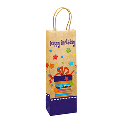 TSI 6er Pack Geschenktüte Flasche ca. 12 x 8 x 36 cm Happy Birthday Flaschentüten Geschenkverpackung Wein Sekt