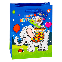 TSI 12er Pack Geschenktüte mittel ca. 18 x 10 x 23 cm Happy Birthday Tiere-Motive für Kinder Geschenktaschen Geschenkverpackung