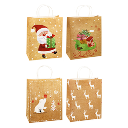 TSI 12er Pack Geschenktüte groß Kraftpapier ca. 26 x 12 x 32 cm Weihnachten S3 Geschenktaschen Geschenkverpackung für Advent, Nikolaus