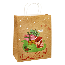 TSI 12er Pack Geschenktüte groß Kraftpapier ca. 26 x 12 x 32 cm Weihnachten S3 Geschenktaschen Geschenkverpackung für Advent, Nikolaus