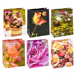 TSI 12er Pack Geschenktüten mittel 18 x 10 x 23 cm ROSEN Geschenktaschen aus Papier Geschenkverpackung für viele Anlässe