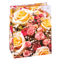 TSI 12er Pack Geschenktüten mittel 18 x 10 x 23 cm ROSEN Geschenktaschen aus Papier Geschenkverpackung für viele Anlässe