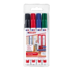 EDDING 3000 Permanentmarker - nachfüllbar, 1,5 - 3 mm, Etui mit 4 Farben