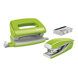 Leitz 5561 Set Mini Locher Heftgerät NeXXt WOW - grün metallic