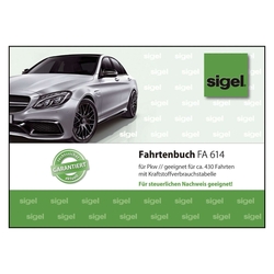 SIGEL Fahrtenbuch für Pkw - mit Klammerheftung, A6 quer, 40 Blatt