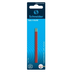 SCHNEIDER Kugelschreibermine Take 4 Refill - M, rot (dokumentenecht), 2 Stück