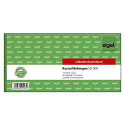 SIGEL Kurzmitteilungen - 1/3 A4 quer, 1. und 2. Blatt bedruckt, SD, MP, 2 x 40 Blatt