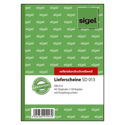 SIGEL Lieferscheine mit Empfangsschein - A6, 1. und 2. Blatt bedruckt, SD, MP, 2 x 40 Blatt