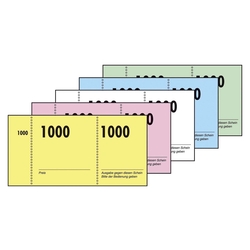 SIGEL Nummernblock - 1-1000, 5 farbig sortiert, 105x50 mm, 10 x 100 Blatt