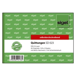 SIGEL Quittungen mit Sicherheitsdruck - A6 quer, 1. und 2. Blatt bedruckt, SD, MP, 3 x 40 Blatt