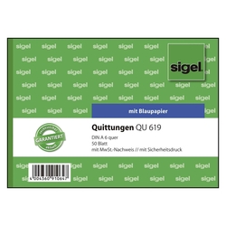 SIGEL Quittungen mit Sicherheitsdruck - A6 quer, MP, BL, 50 Blatt