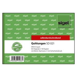 SIGEL Quittungen mit Sicherheitsdruck - A6 quer, SD, MP, 2 x 40 Blatt