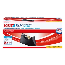 tesa® Tischabroller Easy Cut® Curve - für Rollen bis 33m : 19mm, schwarz