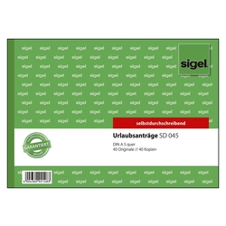 SIGEL Urlaubsanträge - A5 quer, 1. und 2. Blatt bedruckt, SD, MP, 2 x 40 Blatt