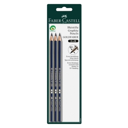 Faber-Castell 115599 Bleistift DESSIN® - B, 3er Blisterkarte, blau-silber-gestreift