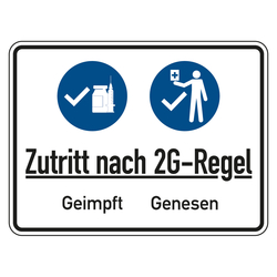 Hinweisschild Verhaltensregeln "Zutritt nach 2G-Regel - Geimpft Genesen"