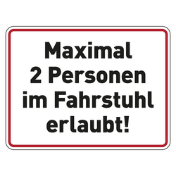 Hinweisschild Verhaltensregeln "Maximal 2 Personen im Fahrstuhl erlaubt!", Folie, 200 x 150 mm, Einzeletikett