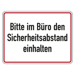 Hinweisschild Verhaltensregeln "Bitte im Büro den Sicherheitsabstand einhalten", Folie, 200 x 150 mm, Einzeletikett