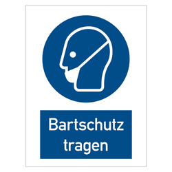 Kombischild Gebotszeichen "Bartschutz tragen"