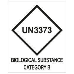 Gefahrzettel, Ansteckungsgefährliche Stoffe, mit UN3373, BIOLOGICAL SUBSTANCE CATEGORY B (Englisch), Haftpapier, 150 x 180 mm, 100 Stück/Rolle