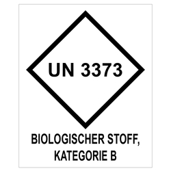 Gefahrzettel, Ansteckungsgefährliche Stoffe, mit UN 3373, BIOLOGISCHER STOFF, KATEGORIE B (Deutsch), Haftpapier, 150 x 180 mm, Einzeletikett