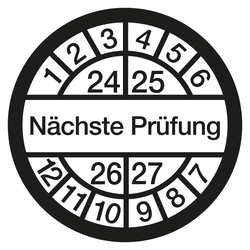 Prüfplaketten weiß "Nächste Prüfung" 10 Stück/Bogen, in verschiedenen Größen