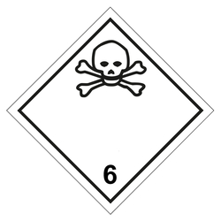 Gefahrzettel, Gefahrgutaufkleber Klasse 6.1 Giftige Stoffe, Folie, 150 x 150 mm, Einzeletikett
