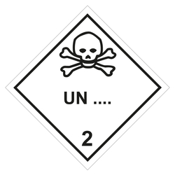 Gefahrzettel, Gefahrgutaufkleber Klasse 2.3 Giftige Gase mit Eindruck UN-Nummer, Totenkopf Schwarz, in verschiedenen Größen und Materialien