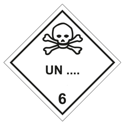 Gefahrzettel, Gefahrgutaufkleber Klasse 6.1 Giftige Stoffe mit Eindruck UN-Nummer, in verschiedenen Größen und Materialien