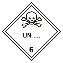 Gefahrzettel, Gefahrgutaufkleber Klasse 6.1 Giftige Stoffe mit Eindruck UN-Nummer, mit durchgehender Kontrastlinie in verschiedenen Größen und Materialien
