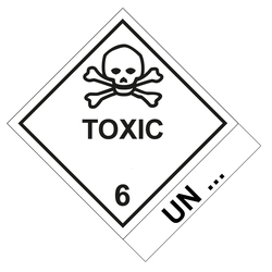 Gefahrzettel, Gefahrgutaufkleber Klasse 6.1 Giftige Stoffe mit Zusatztext TOXIC, mit Eindruck UN-Nummer, Folie, 100 x 120 mm, 500 Stück/Rolle