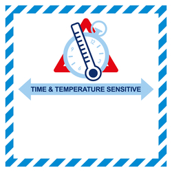 Gefahrzettel Time And Temperature Sensitive, zum Selbstbeschriften, in verschiedenen Größen und Materialien