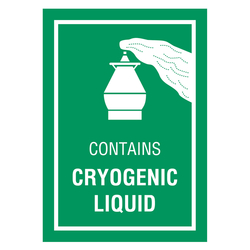 Gefahrzettel Tiefgekühlte Flüssigkeit (CONTAINS CRYOGENIC LIQUID), in verschiedenen Verpackungseinheiten