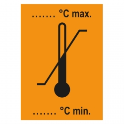 Verpackungskennzeichen Zulässiger Temperaturbereich, Orange, in verschiedenen Größen